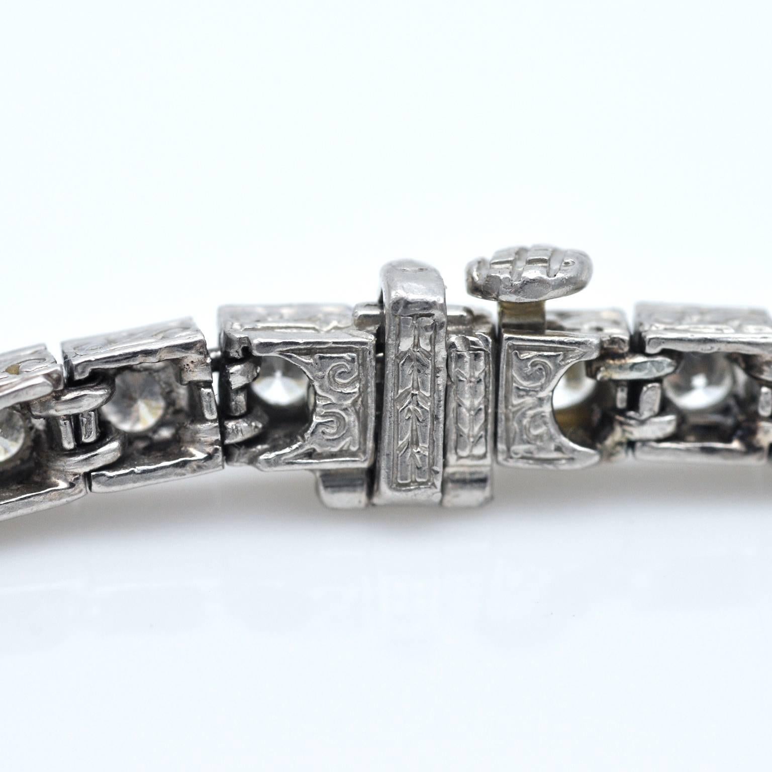 Art Deco Diamond Platinum Line Bracelet 3