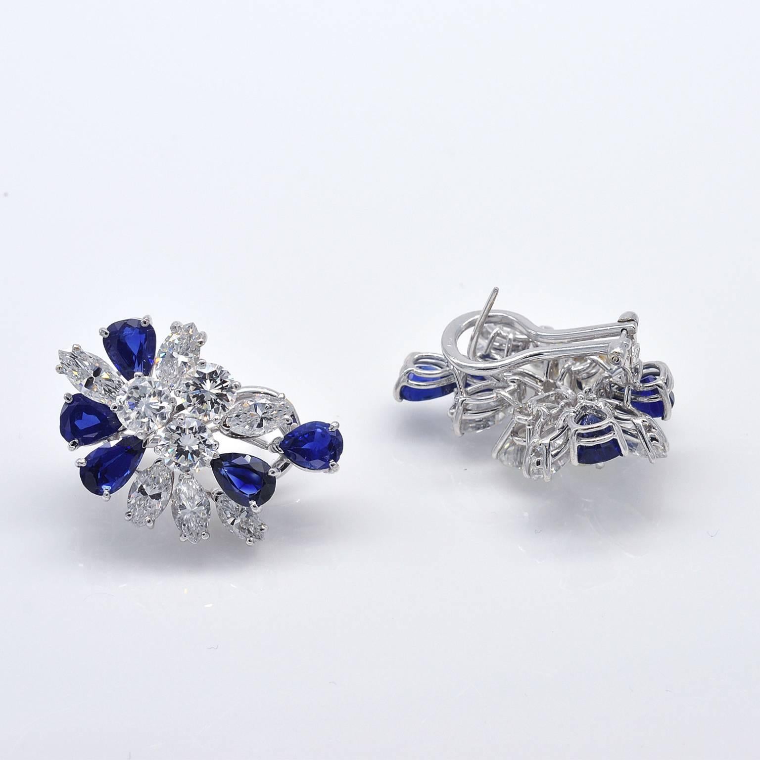 sapphire clip on earrings
