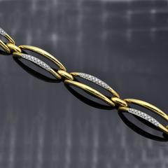 Diamond White and 18K Yellow Gold Link Bracelet