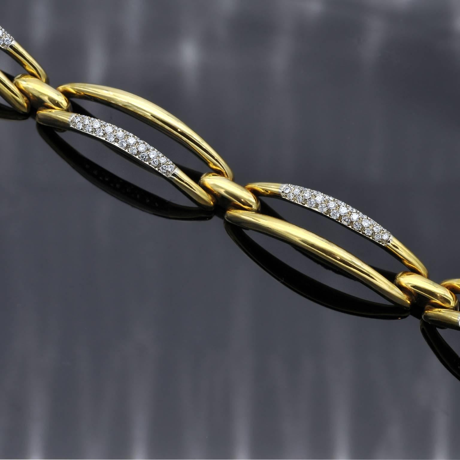 Modern Diamond White and Yellow Gold Bracelet For Sale