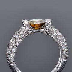 Certified Fancy Intense Yellow Orange Diamond Engagement Ring