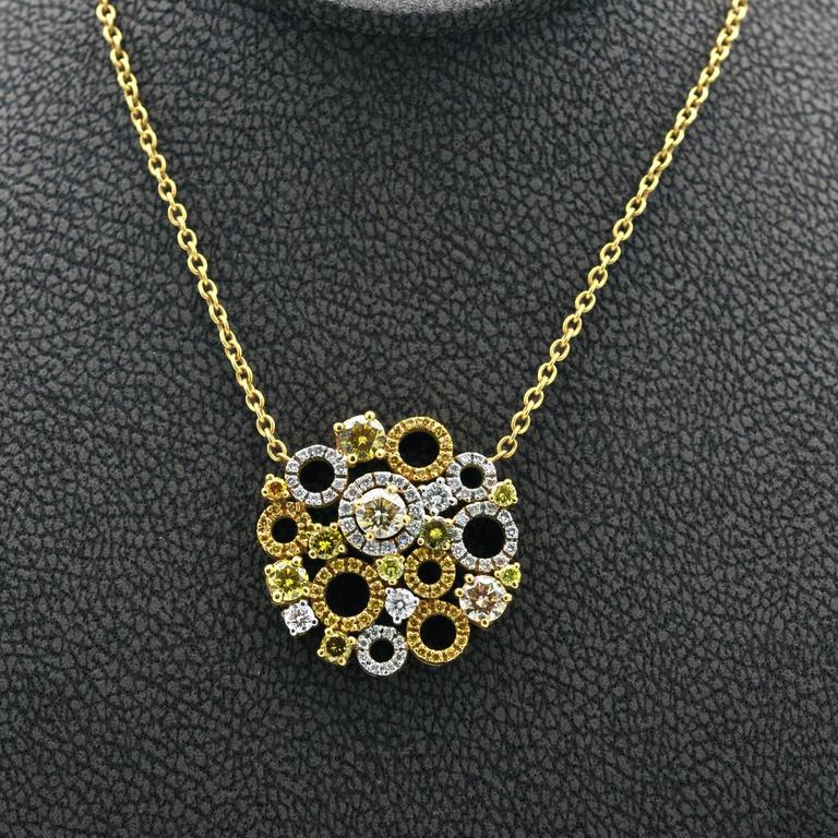 Yellow and White Diamond Gold Necklace For Sale at 1stDibs