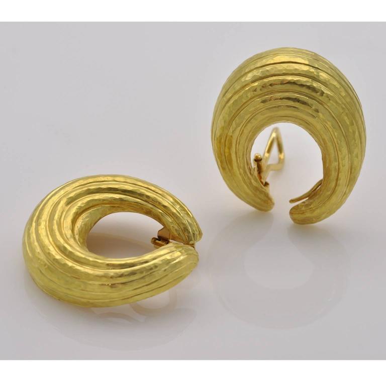 Baroque Hammered Hoop Gold Earrings main image 0
