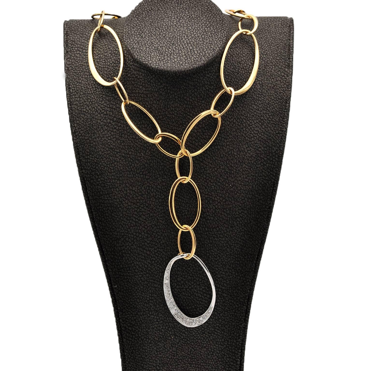 Roberto Coin Diamond Gold Contemporary Chain Necklace In New Condition In Monte Carlo, MC