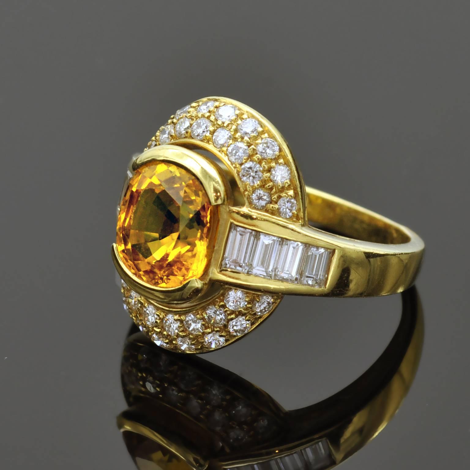Bague en or, saphir jaune et diamants Neuf - En vente à Monte Carlo, MC