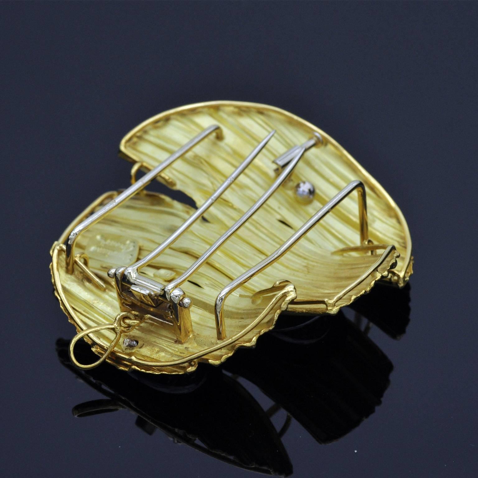 Modern Damiano Grassi Diamond Gold Pendant Brooch and Belt Buckle