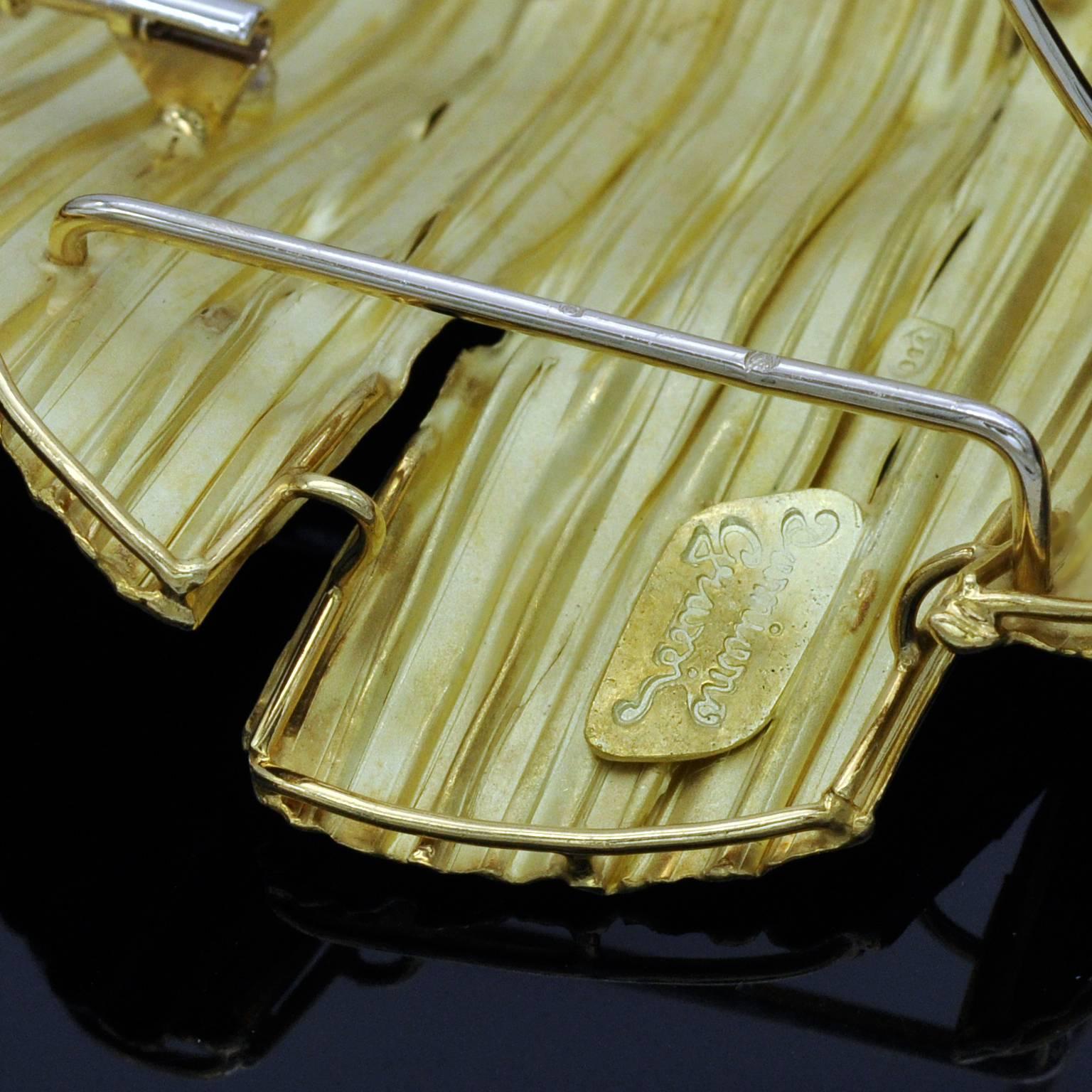 Damiano Grassi Diamond Gold Pendant Brooch and Belt Buckle In Excellent Condition In Monte Carlo, MC