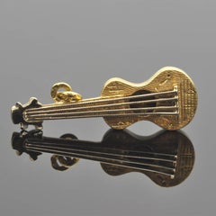 Gold Guitar Amulet Charm Pendant
