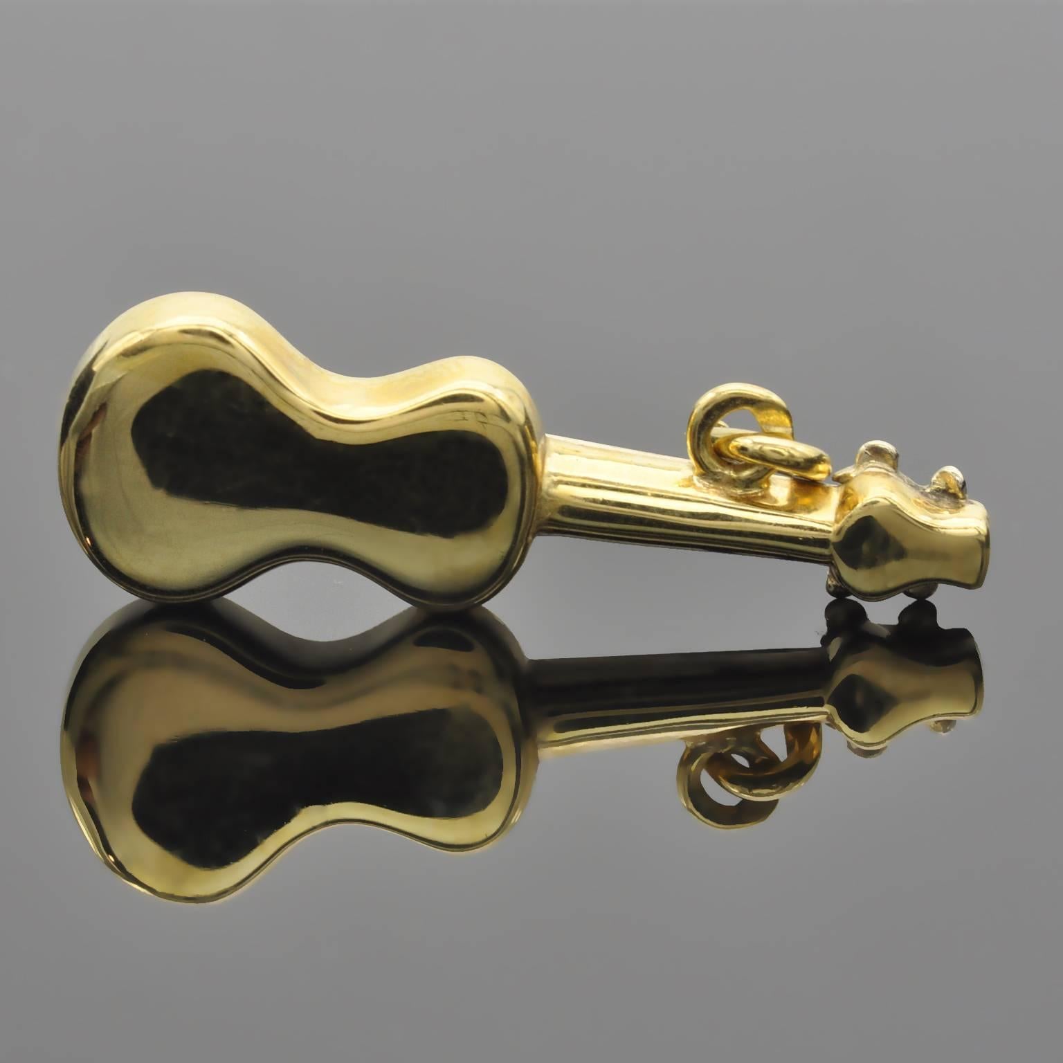 Contemporary Gold Guitar Amulet Charm Pendant
