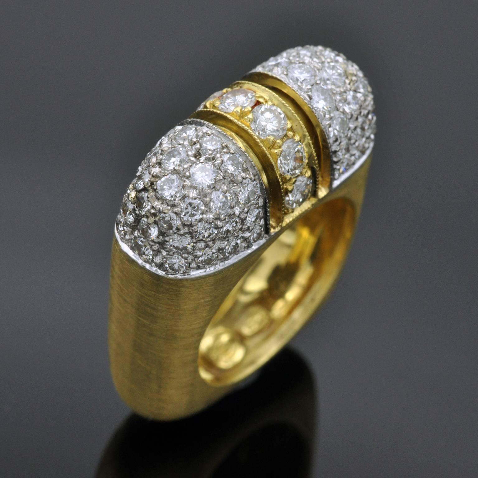 Modern Diamond and Yellow Gold Designer Ring