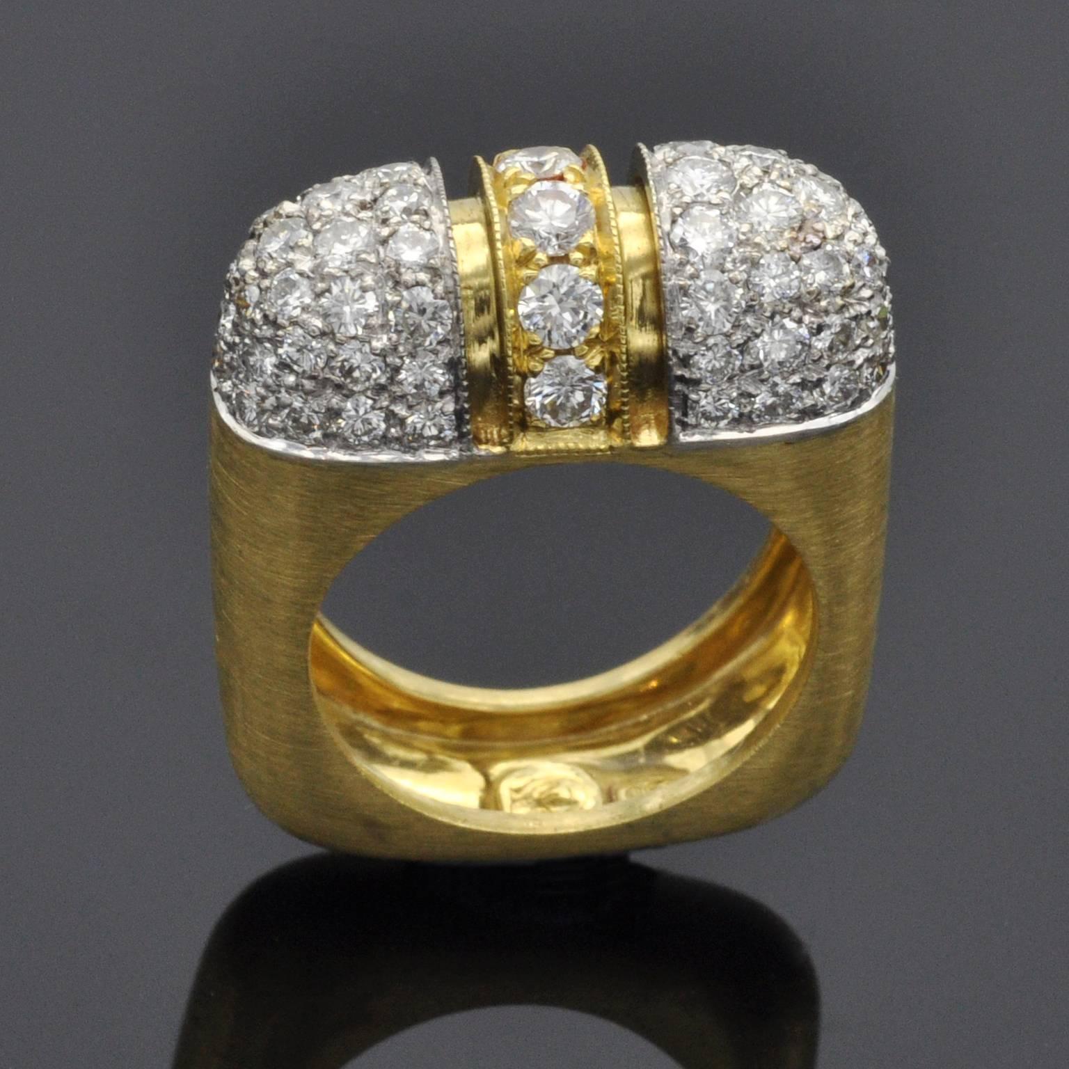 Diamond and Yellow Gold Designer Ring In New Condition In Monte Carlo, MC