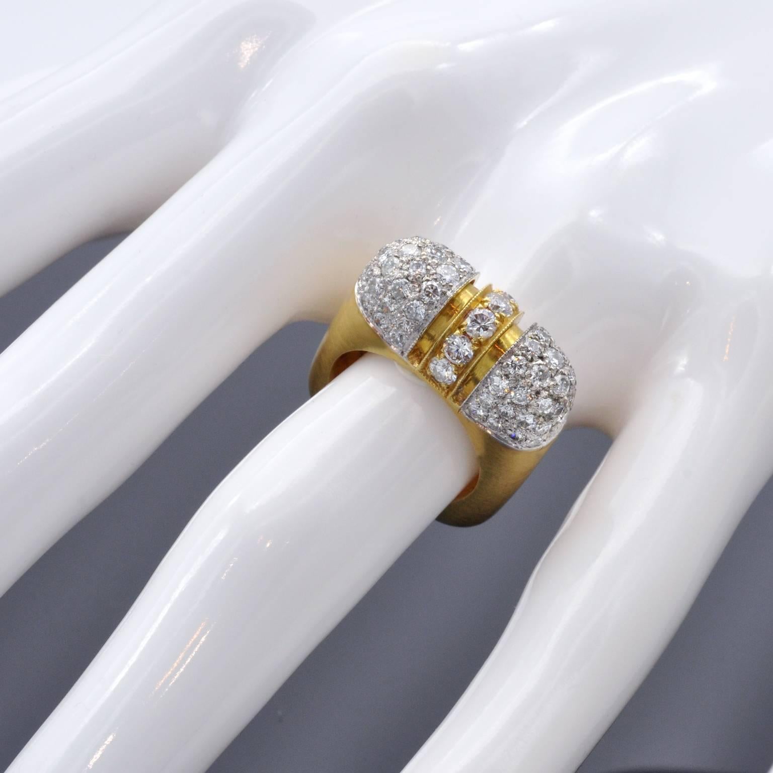 Women's Diamond and Yellow Gold Designer Ring