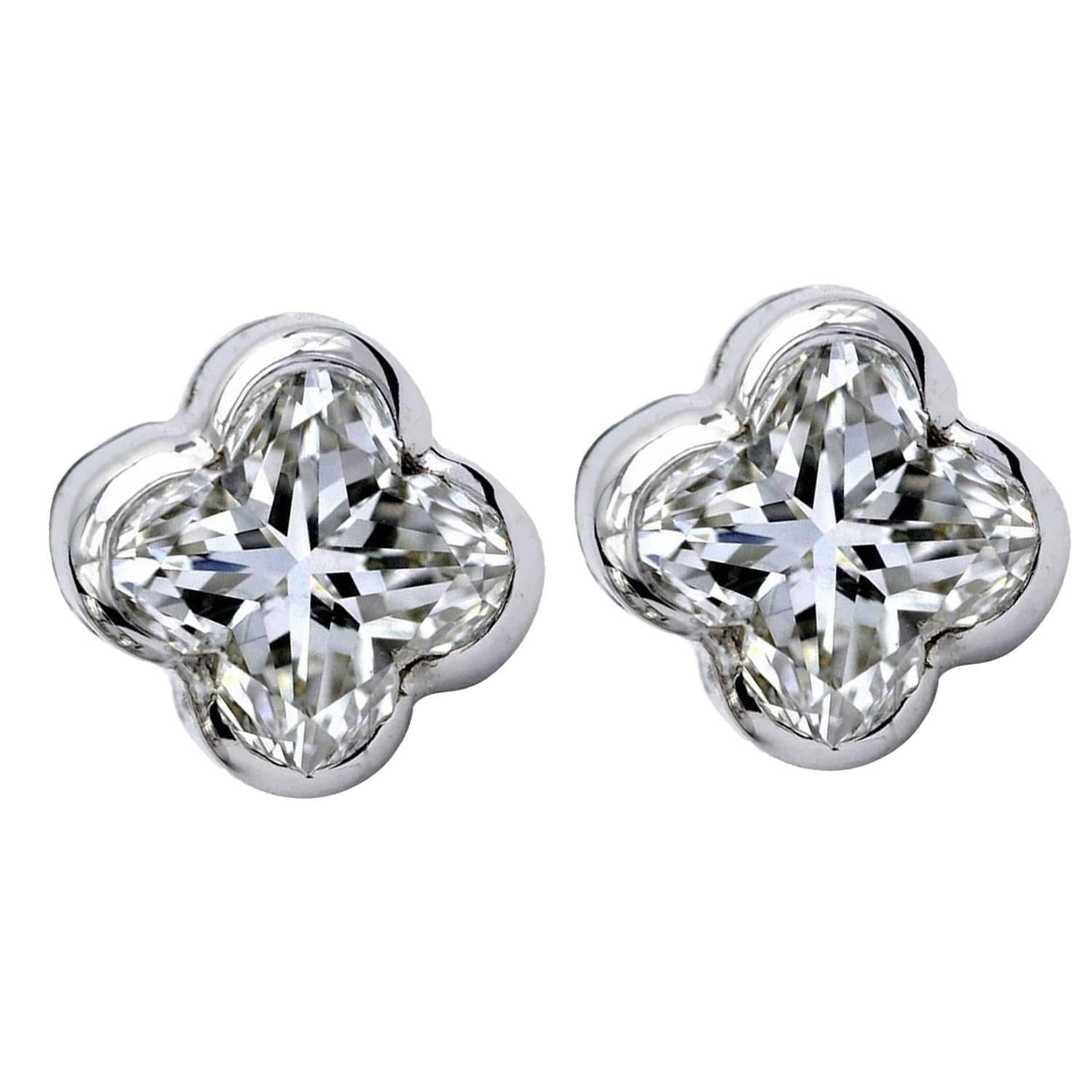 Lily Cut Diamond White Gold Stud Earrings