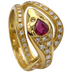 Ruby and Diamond Snake Ring