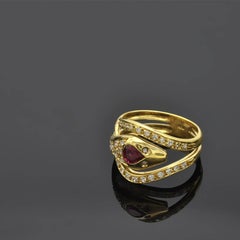 Ruby and Diamond Snake Ring