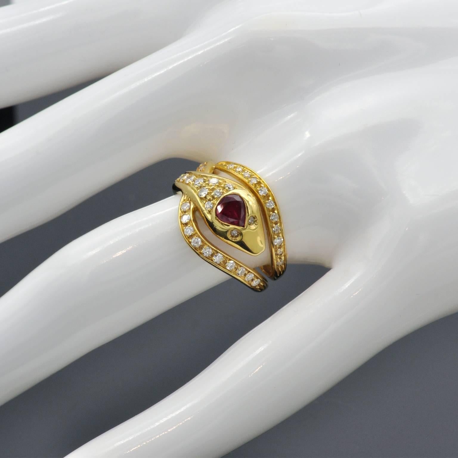 Women's Ruby and Diamond Snake Ring