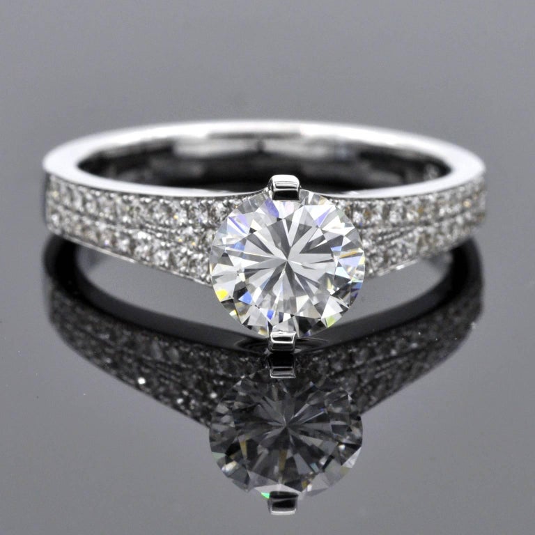 0,89 carat Certified Diamond 18 Karat White Gold Engagement Ring at ...