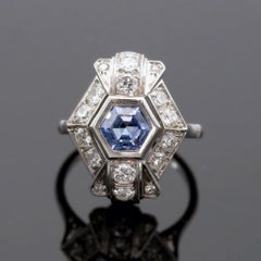 Art Deco Sapphire and Diamond Platinum Ring