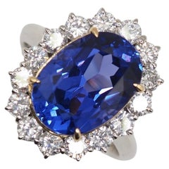 5.91 Carat Tanzanite Diamond Platinum and 18K Gold Cocktail Ring
