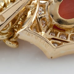 Bulgari Bvlgari High Jewelry 18k Yellow Gold Diamond and Coral Heart Pendant