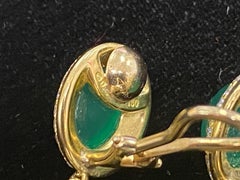 David Yurman 18k Gold 4.46 ct Diamond and Chrysoprase Renaissance Ear Clips