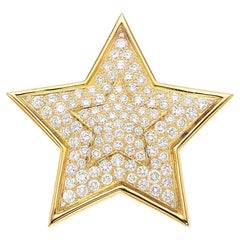 Van Cleef & Arpels Anhänger-Brosche aus 18 Karat Gelbgold mit einem Diamanten von 3,86 Karat in Sternform