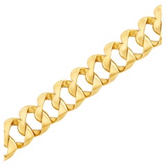Tiffany & Co. 14k Yellow Gold Heart Shaped Curb-Link Vintage Bracelet 77.9g
