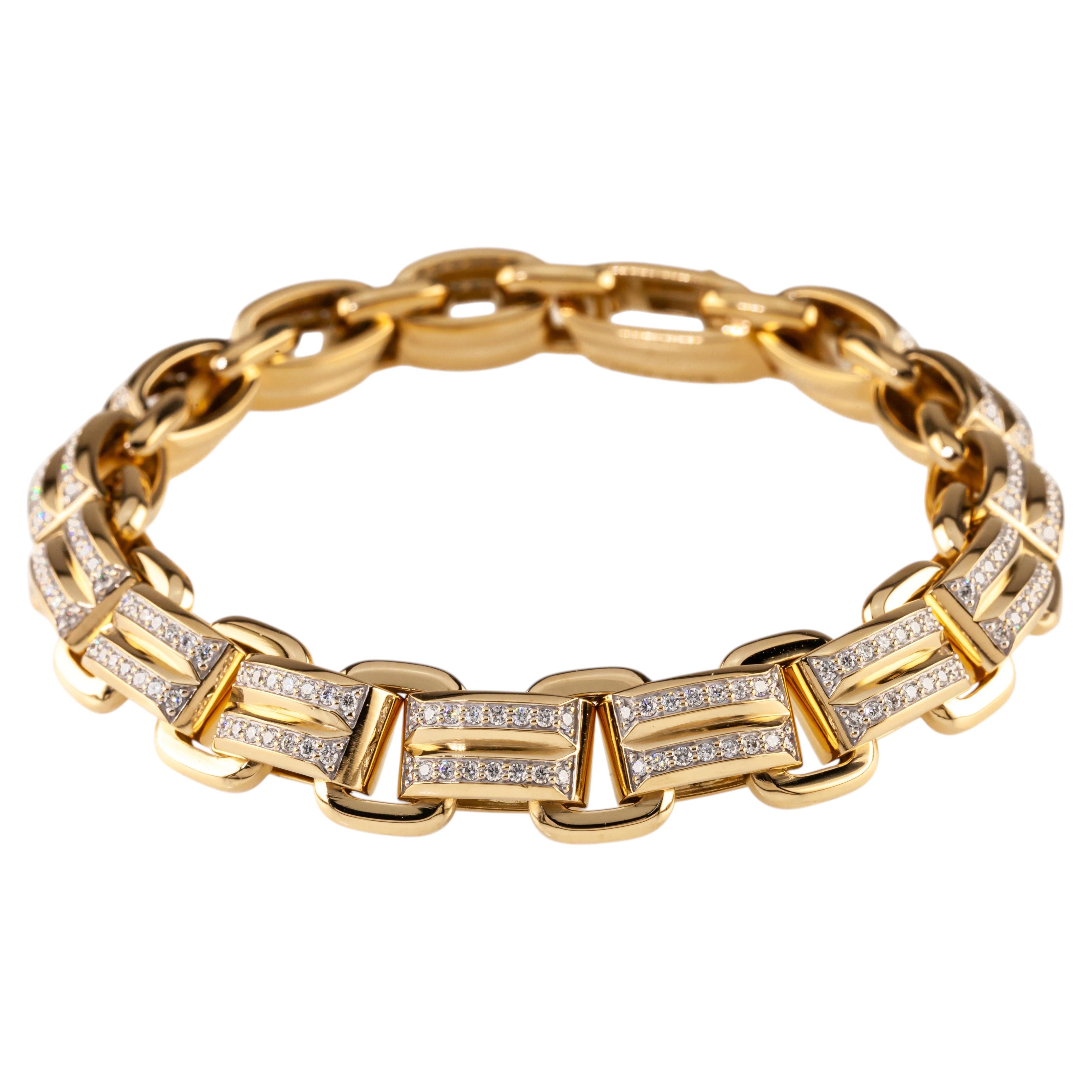 David Yurman 18k Yellow Gold Streamline Link Bracelet Large 1.93 Ct For Sale