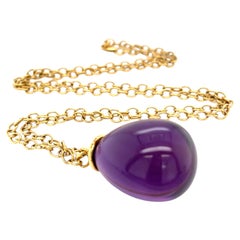 Tiffany & Co. Paloma Picasso, ciondolo a goccia con ametista grande in oro giallo 18 carati, 30".