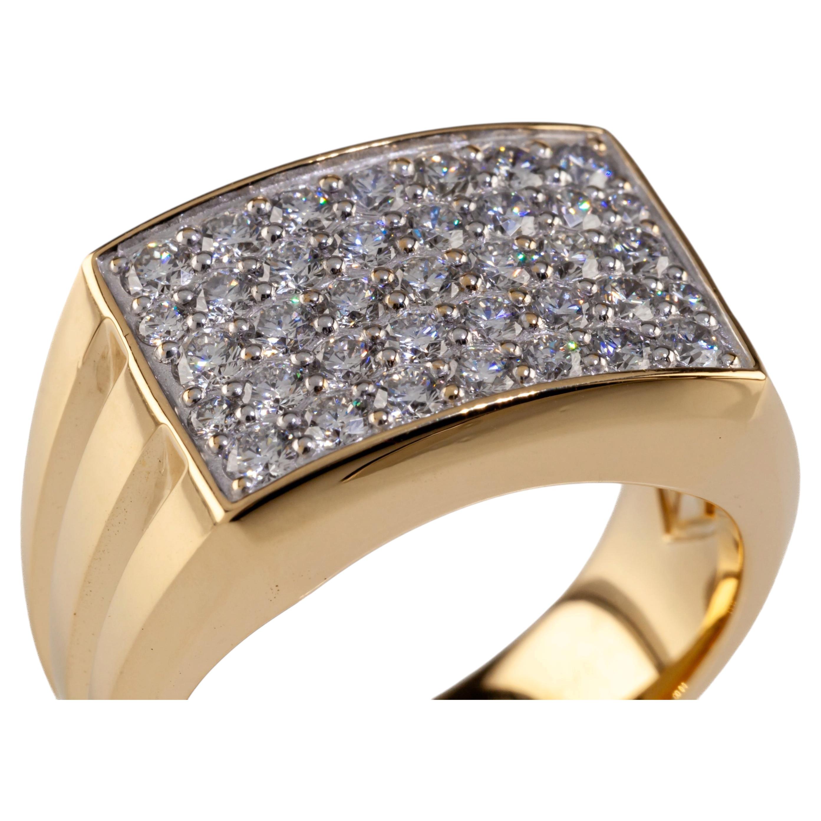 David Yurman 18k Yellow Gold Diamond Deco Beveled Signet Ring Size 11