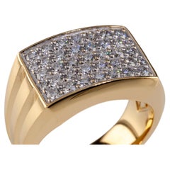 David Yurman 18k Yellow Gold Diamond Deco Beveled Signet Ring Size 11
