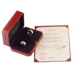 Rare Vintage Cartier 18K Gas Pipe Style Tri-Color Clip Earrings Circa 1990 W/ Co