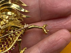 Tiffany & Co. 18k Yellow Gold and Platinum Ruby and Diamond Rooster Brooch