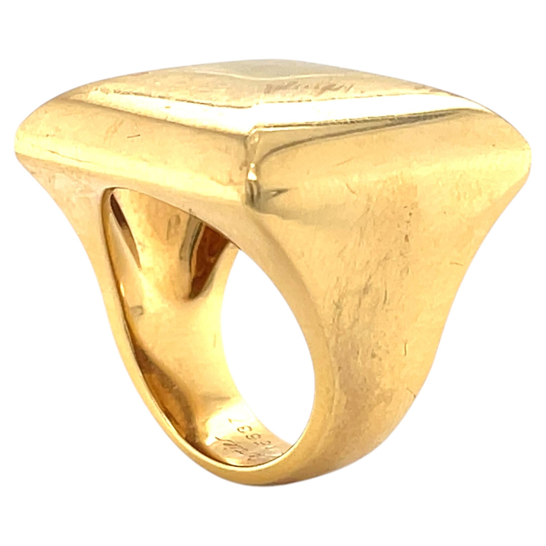Cartier 1999 18k Yellow Gold Square Modernist Ring Size 5