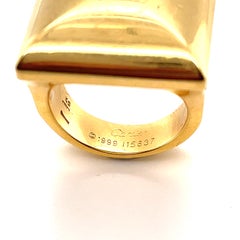 Cartier 1999 18k Yellow Gold Square Modernist Ring Size 5