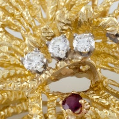 Tiffany & Co. 18k Yellow Gold Vintage Ruby and Diamond Brooch