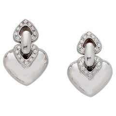 Bulgari Bvlgari 18k White Gold Doppio Cuore Diamond Ear Clips Appx 0.50 ct