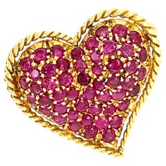 Tiffany & Co. 18k Yellow Gold Brooch With Round-Cut Rubies