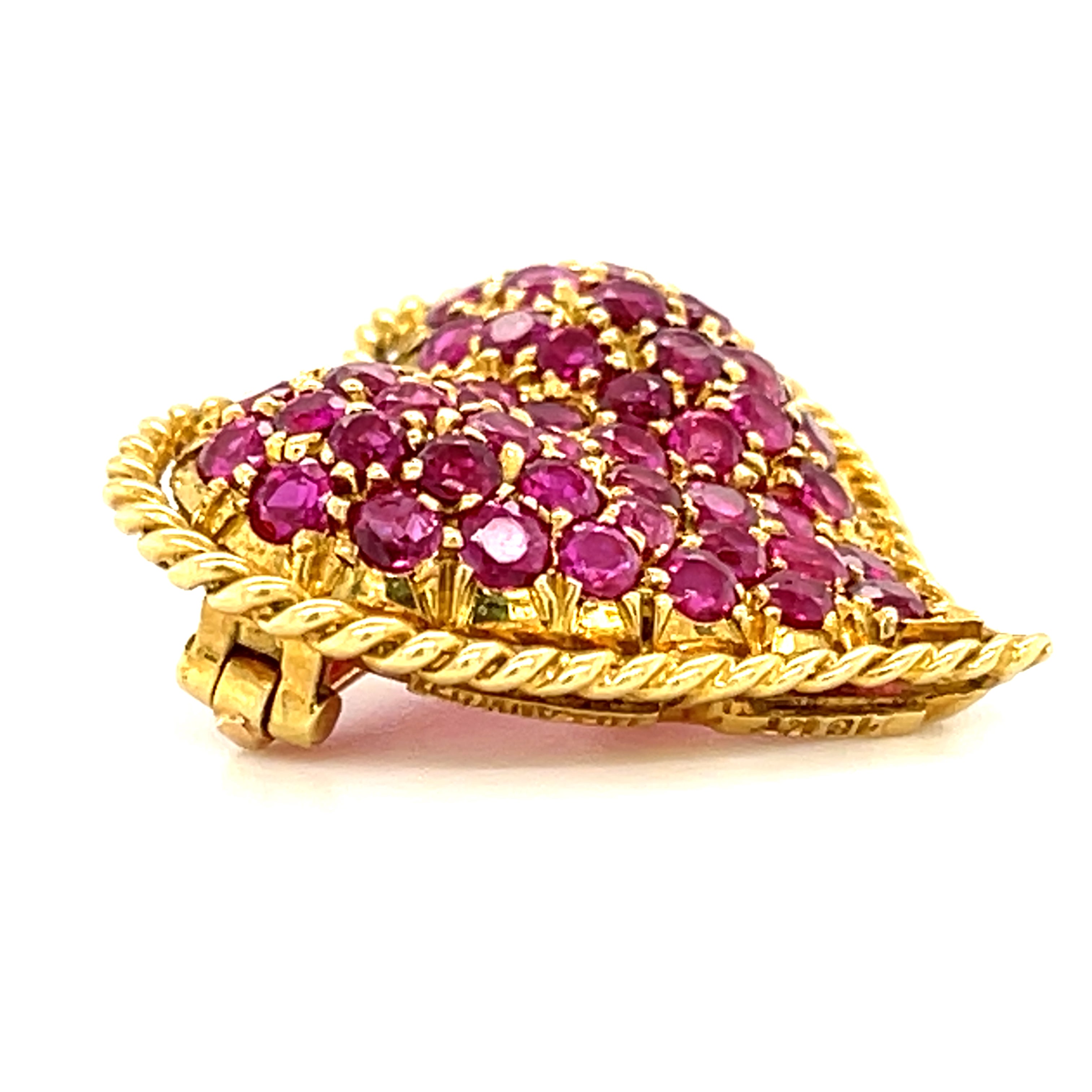 Tiffany & Co. 18k Yellow Gold Brooch With Round-cut Rubies View 6