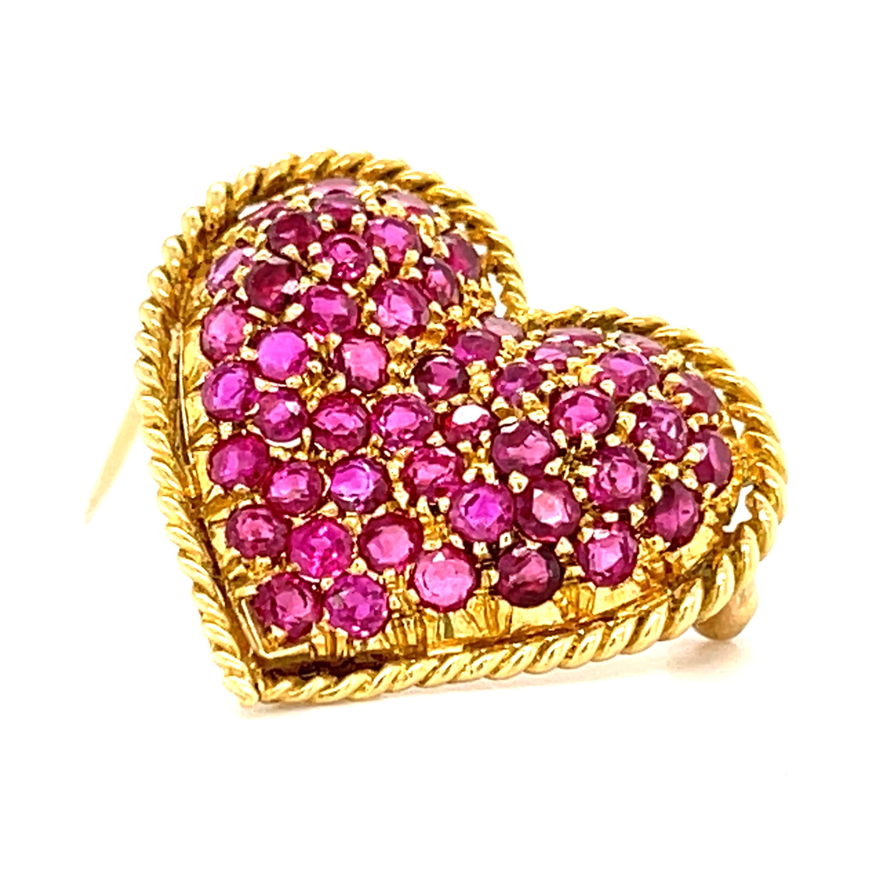 Tiffany & Co. 18k Yellow Gold Brooch With Round-cut Rubies View 3