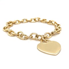 Tiffany & Co. 18k Yellow Gold Blank Heart Tag Charm Bracelet Gorgeous!