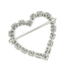 Tiffany & Co. Platinum 2.15 Ct Diamond Heart Brooch Elegant!