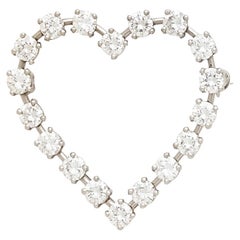 Tiffany & Co. Platinum 2.15 Ct Diamond Heart Brooch Elegant!