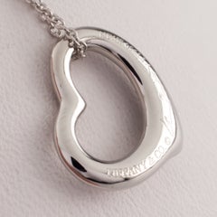 Tiffany & Co. Elsa Peretti Open Heart Platinum Pendant with Diamond and Chain