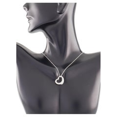 Tiffany & Co. Elsa Peretti Open Heart Platinum Pendant with Diamond and Chain