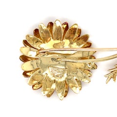 Tiffany and Co. Vintage 18K Yellow Gold Ruby & Diamond Sunflower Brooch