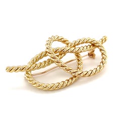Tiffany & Co. 18k Yellow Gold Vintage Rope Pretzel Brooch Made in Italy