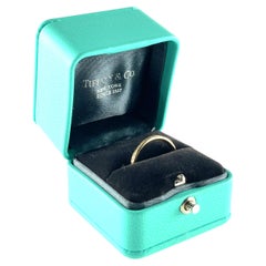 Tiffany & Co. 18k Yellow Gold Lock Ring Size 7.25 Box and Case 0.17 ct Diamonds