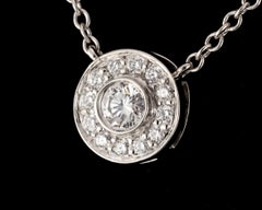 Tiffany & Co Platinum Mini Circlet Diamond Pendant w/ Box and Case TCW = 0.12 ct