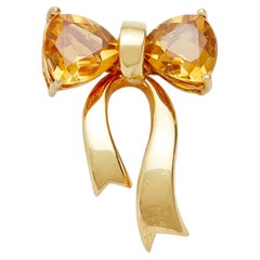 Beautiful Tiffany & Co. 18k Gold and 2.75ct Citrine Bow Brooch 11/16" x 1" 4.7 g